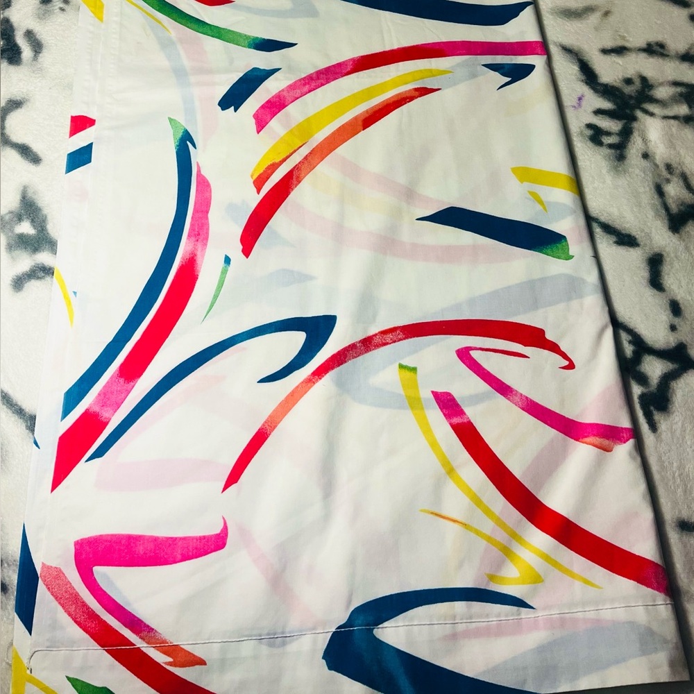 Vintage 1980’s Abstract Paint Brush Full/Double Flatbed Bed Sheet